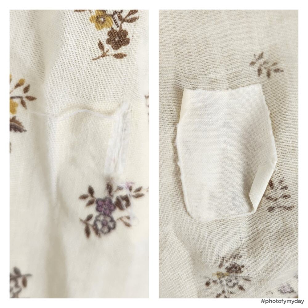 70s Vtg Handmade Cream & Purple Floral Pleated Midi Skirt Medium Pockets Cottag - Picture 4 of 8